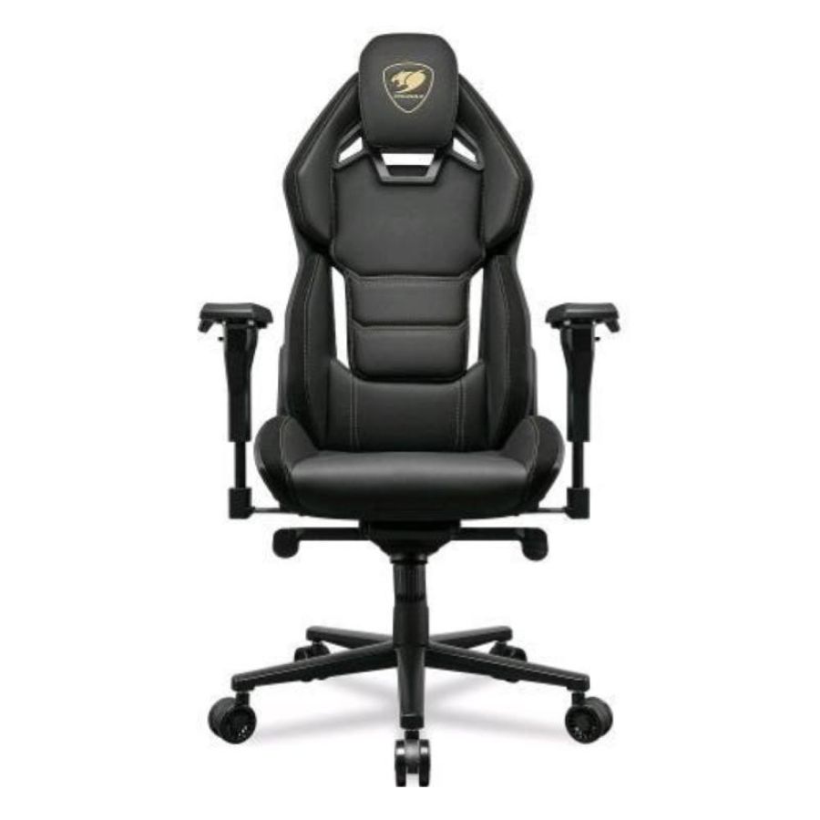 SEDIA GAMING COUGAR 3MARXGLB HOTROD ROYAL BLACK/GOLD REGOLABILE CON BRACCIOLI BASE A 5 RAGGI ECOPELLE PORTATA MAX 136Kg