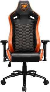SEDIA GAMING COUGAR 3MOUTNXB OUTRIDER S BLACK/ORANGE REGOLABILE CON BRACCIOLI BASE A 5 RAGGI ECOPELLE PORTATA MAX 120Kg