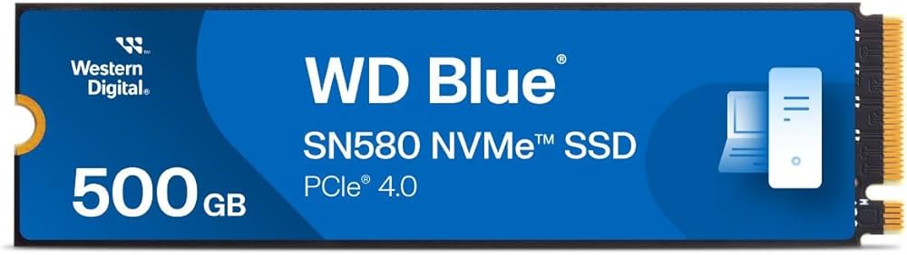SSD-Solid State Disk m.2(2280) NVMe 500GB PCIe4.0x4 WD Blue SN580 WDS500G3B0E Read:4000MB/s-Write:3600MB/s