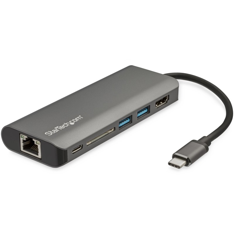 StarTech.com Adattatore multiporta USB-C - Dock da viaggio USB tipo C a HDMI 4K 3x 3.0 hub SD / SDHC GbE