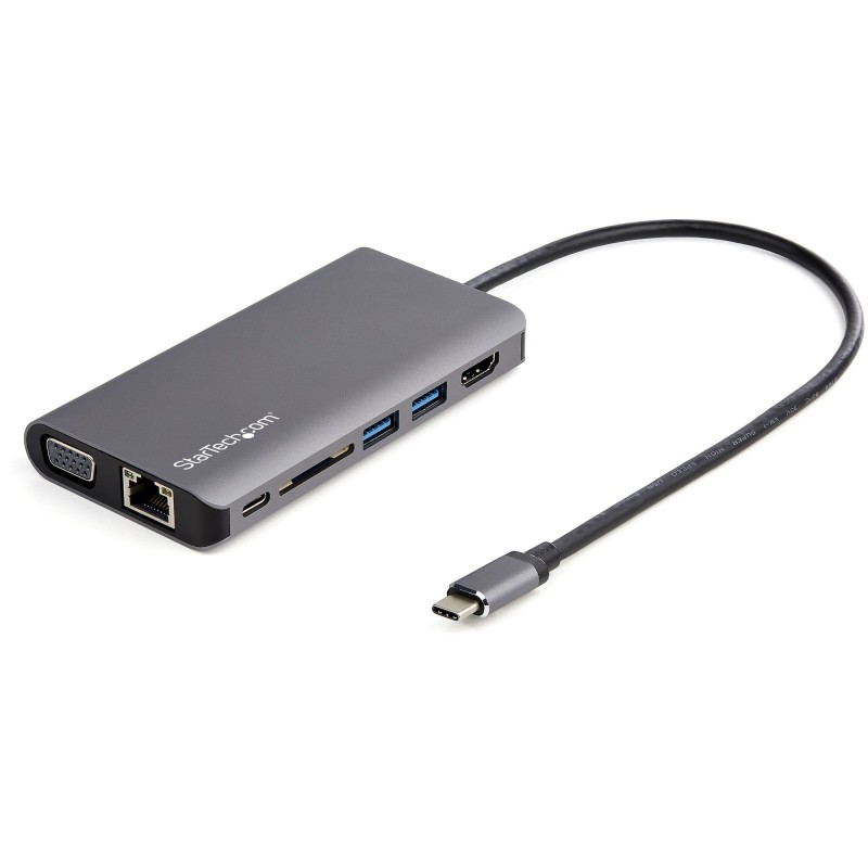 StarTech.com Adattatore multiporta USB C - Mini dock da viaggio USB-C con HDMI 4K o VGA 1080p Hub 3.0 3x SD GbE audio