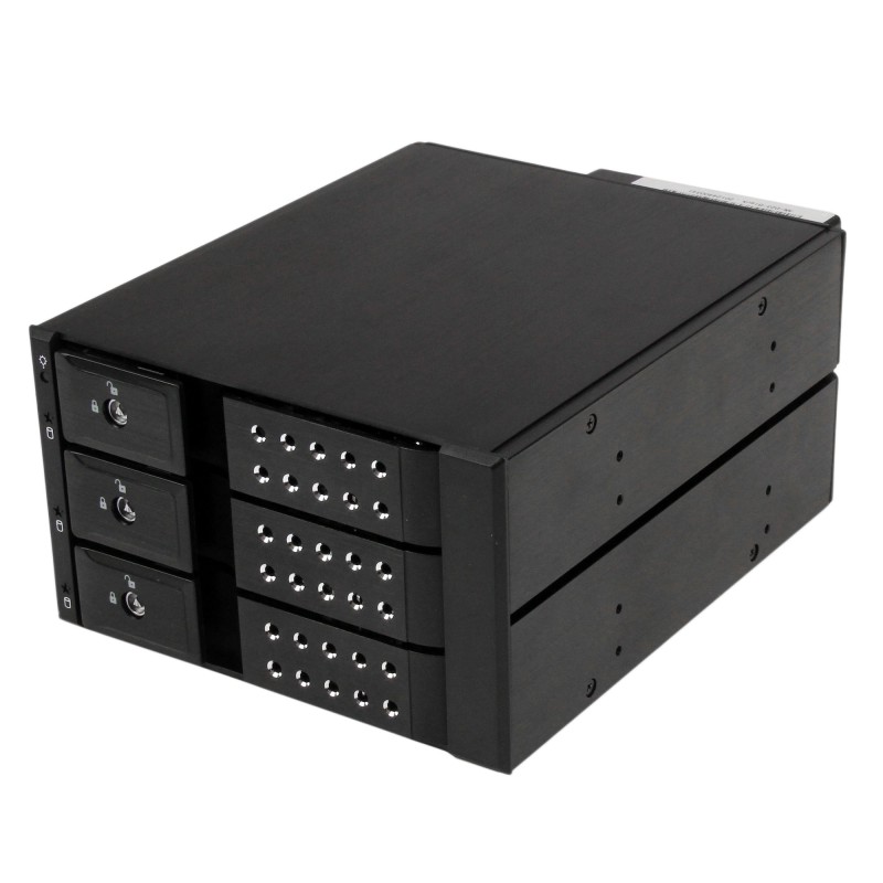 StarTech.com Scheda backplane per rack portatili hot-swap trayless in alluminio 3 alloggiamenti SAS II/SATA III 3 5"- HDD 6 Gbps