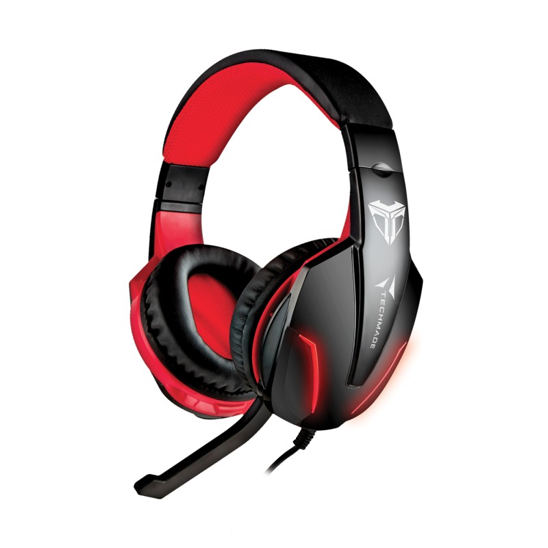 Techmade FL1 Auricolare Cablato A Padiglione Giocare Nero Rosso