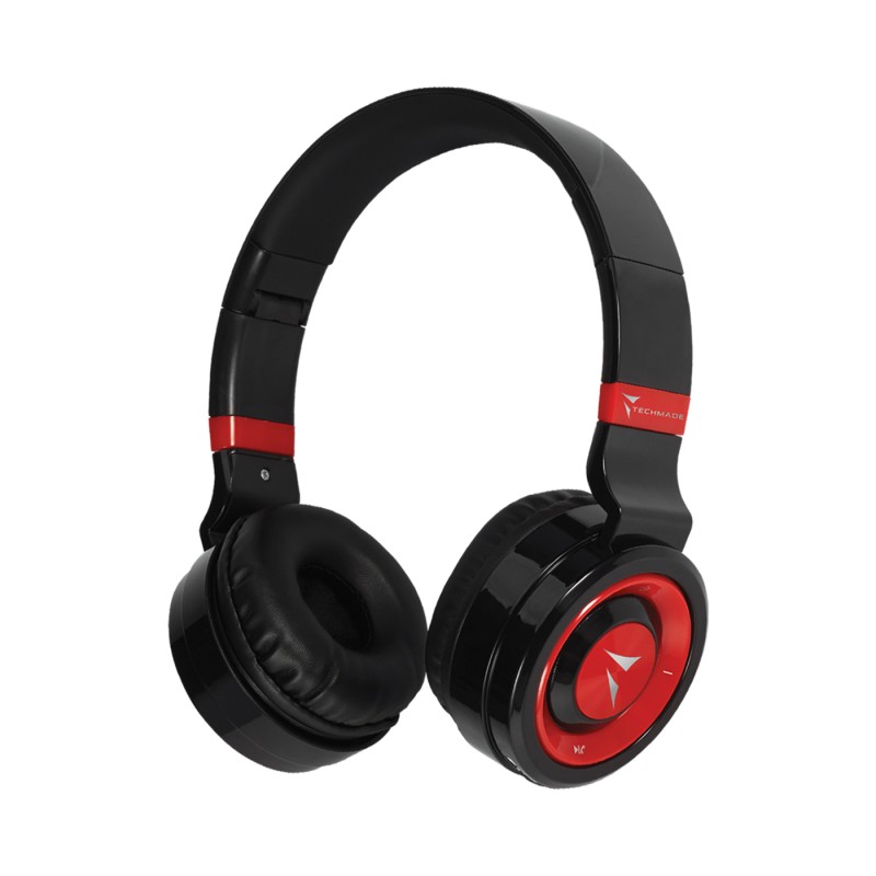 Techmade TM-046-RD cuffia e auricolare Con cavo senza A Padiglione MUSICA Micro-USB Bluetooth Nero Rosso