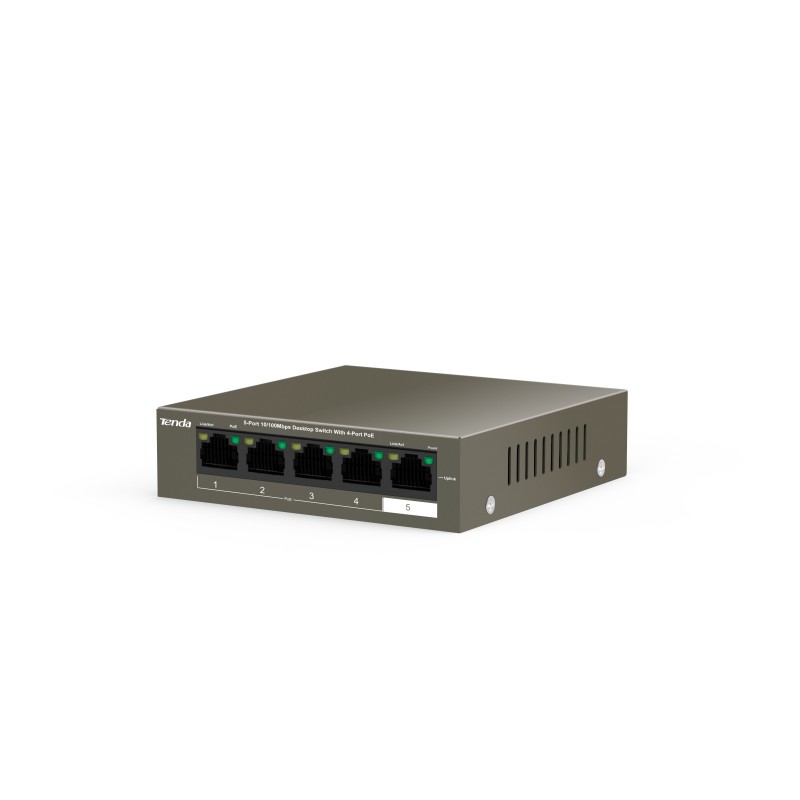 Tenda TEF1105P-4-63W Non gestito Fast Ethernet (10/100) Supporto Power over (PoE) Nero