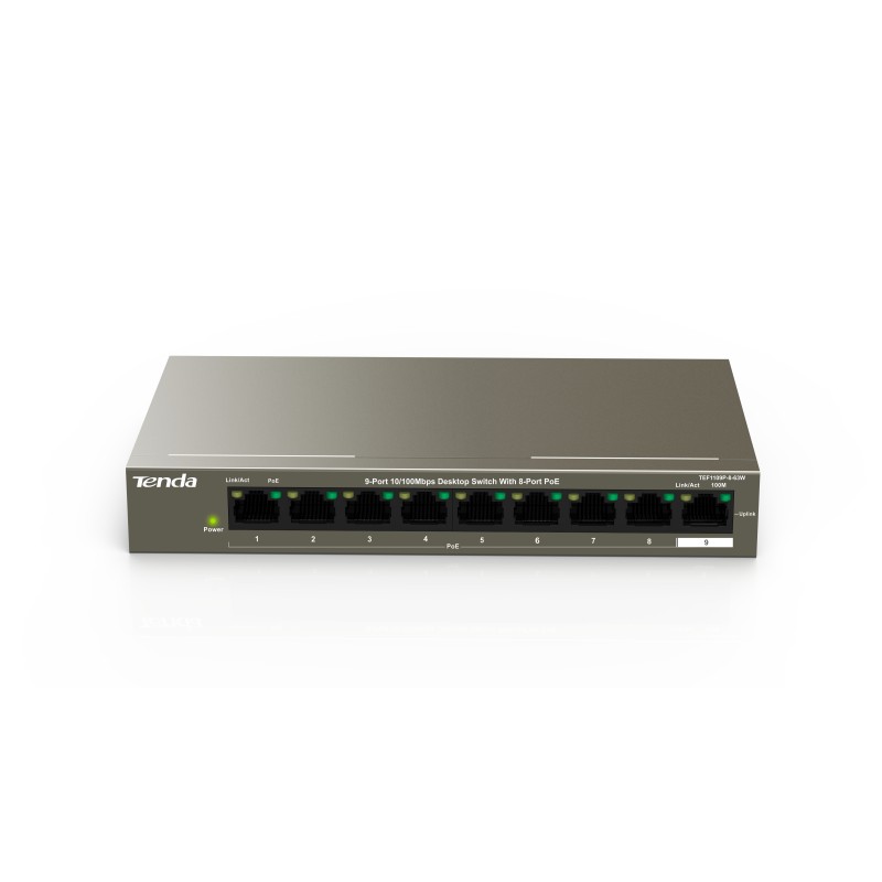 Tenda TEF1109P-8-63W Non gestito Fast Ethernet (10/100) Supporto Power over (PoE) Nero