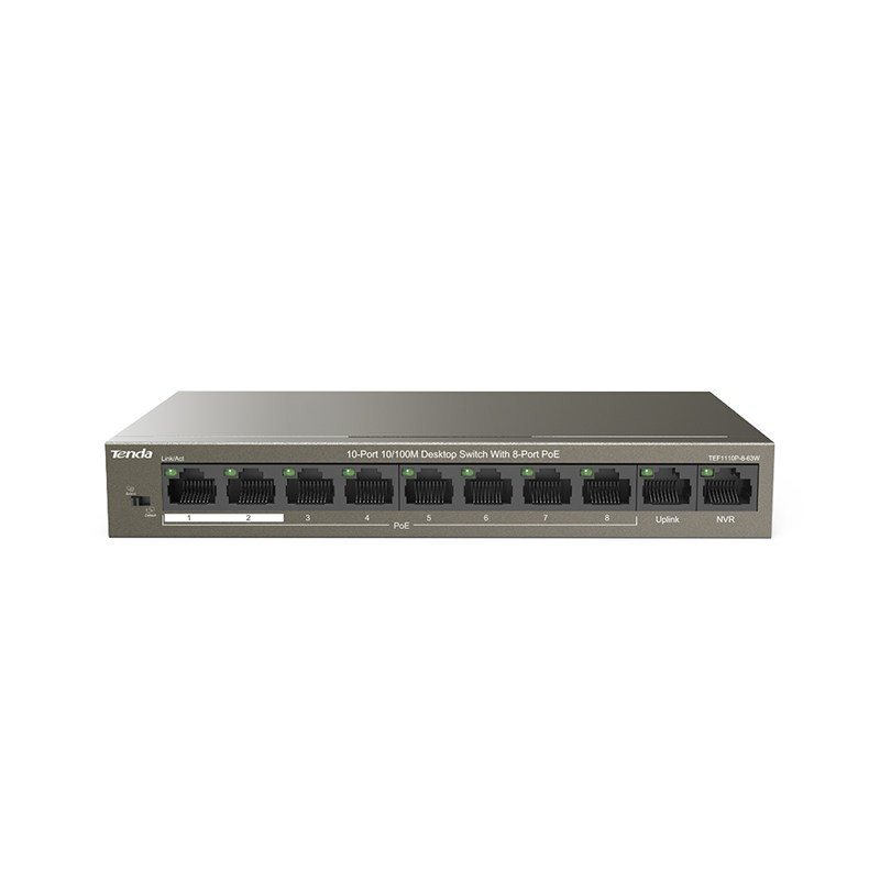 Tenda TEF1110P-8-63W switch di rete Non gestito Fast Ethernet (10/100) Supporto Power over (PoE) Nero