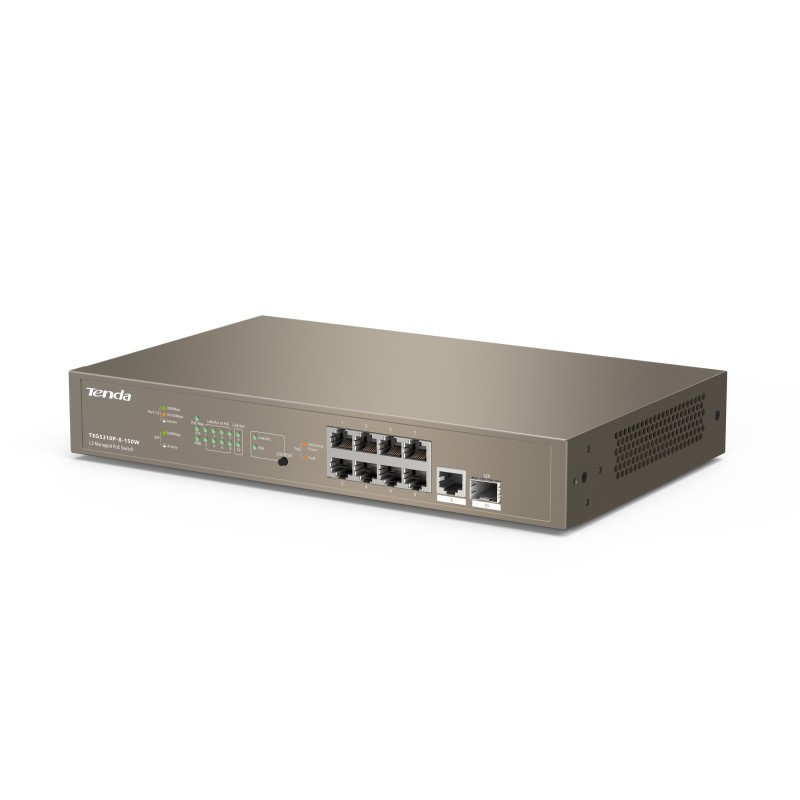 Tenda TEG5310P-8-150W switch di rete Gestito L3 Gigabit Ethernet (10/100/1000) Supporto Power over (PoE) 1U Grigio