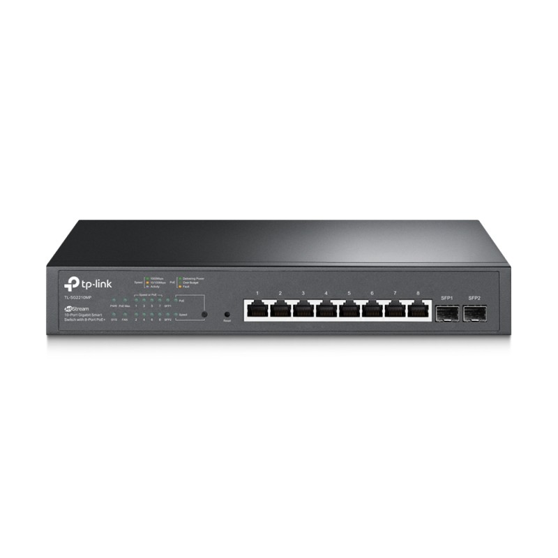 TP-Link JetStream TL-SG2210MP switch di rete Gestito L2/L2+ Gigabit Ethernet (10/100/1000) Supporto Power over (PoE) 1U Nero