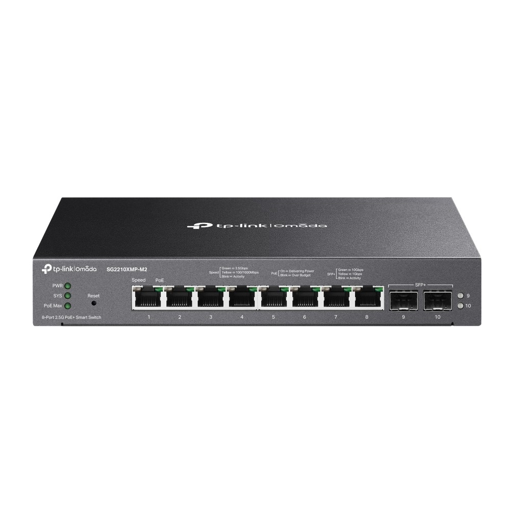 TP-Link Omada SG2210XMP-M2 switch di rete Gestito L2/L2+ 2.5G Ethernet (100/1000/2500) Supporto Power over Ethernet (PoE) Nero