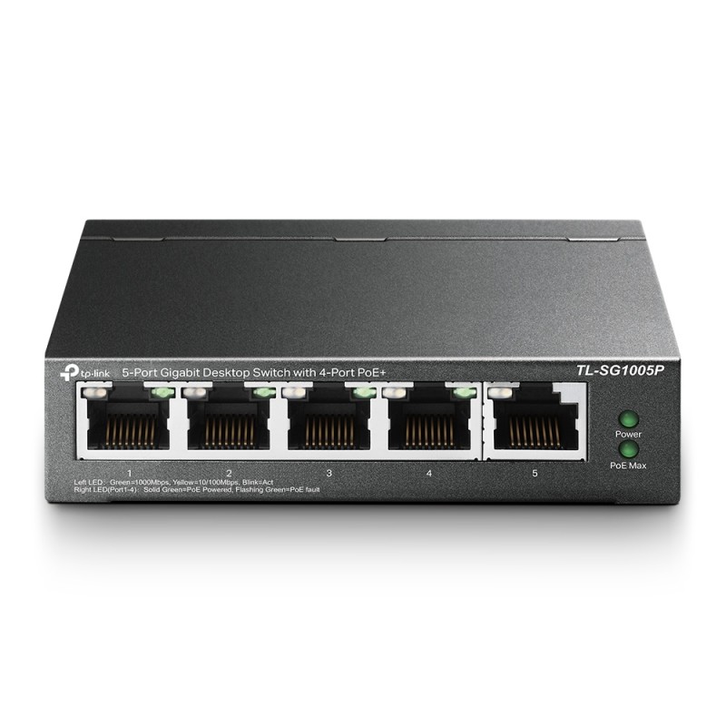 TP-Link TL-SG1005P Switch Di Rete Non Gestito Gigabit Ethernet (10/100/1000) Supporto Power Over (PoE) Nero