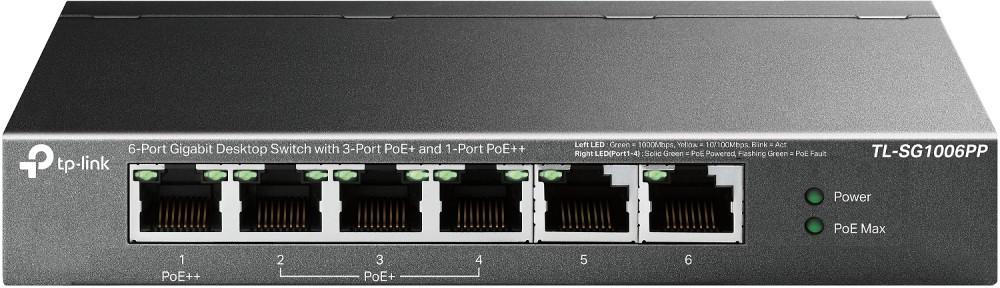 TP-Link TL-SG1006PP switch di rete Non gestito Gigabit Ethernet (10/100/1000) Supporto Power over Ethernet (PoE) Grigio
