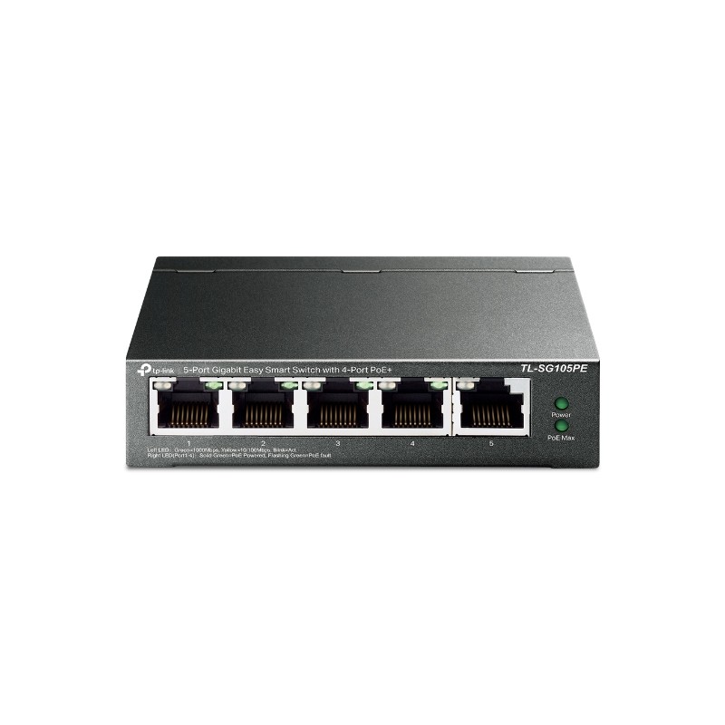 TP-Link TL-SG105PE switch di rete Gestito L2 Gigabit Ethernet (10/100/1000) Supporto Power over (PoE) Nero