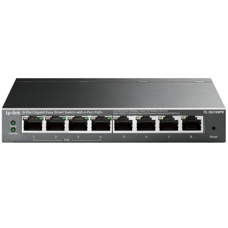TP-Link TL-SG108PE switch di rete Gestito L2 Gigabit Ethernet (10/100/1000) Supporto Power over (PoE) Nero