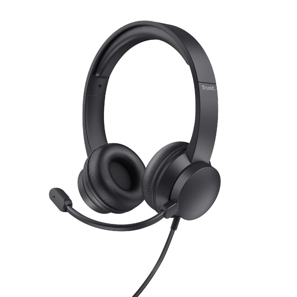 Trust HS-150 Auricolare Cablato A Padiglione Ufficio Nero