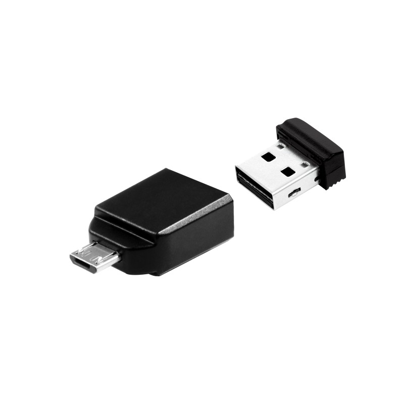 Verbatim Nano - Memoria USB da 16 GB con Adattatore Micro Nero