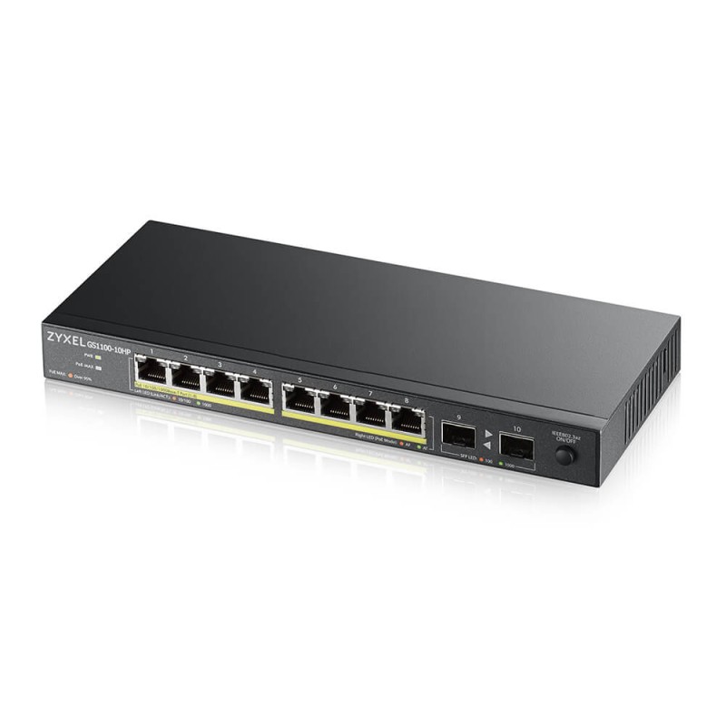 Zyxel GS1100-10HP v2 Non gestito Gigabit Ethernet (10/100/1000) Supporto Power over (PoE) Nero