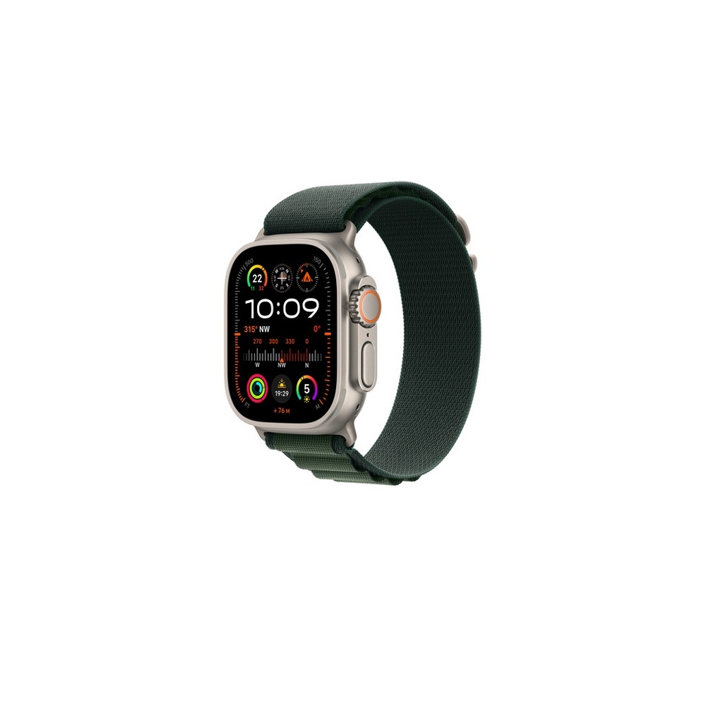 APPLE 49mm Dark Green Alpine Loop - Large - Natural Titanium Finish