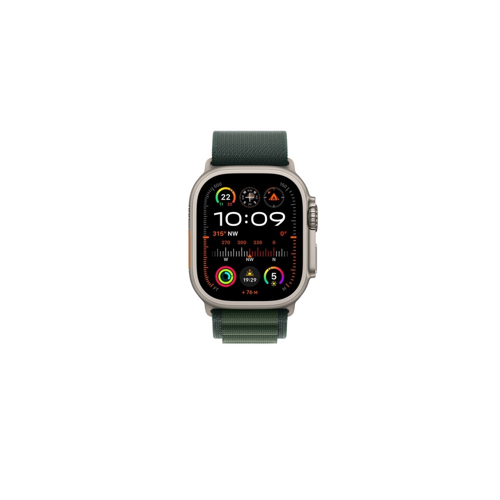 APPLE 49mm Dark Green Alpine Loop - Large - Natural Titanium Finish