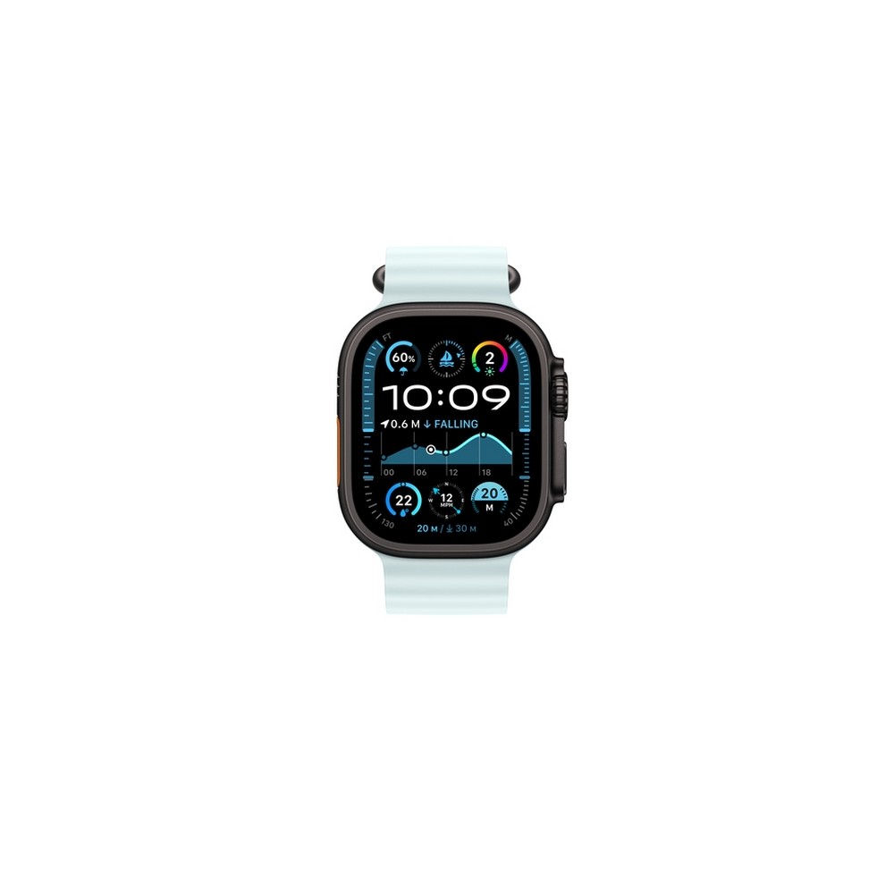 APPLE 49mm Ice Blue Ocean Band Extension - Black Titanium Finish