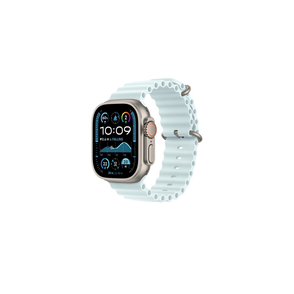 APPLE 49mm Ice Blue Ocean Band - Natural Titanium Finish