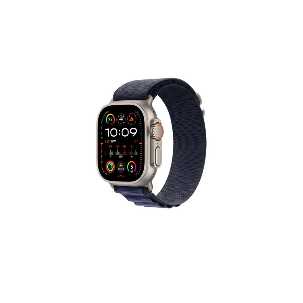 APPLE 49mm Navy Alpine Loop - Large - Natural Titanium Finish