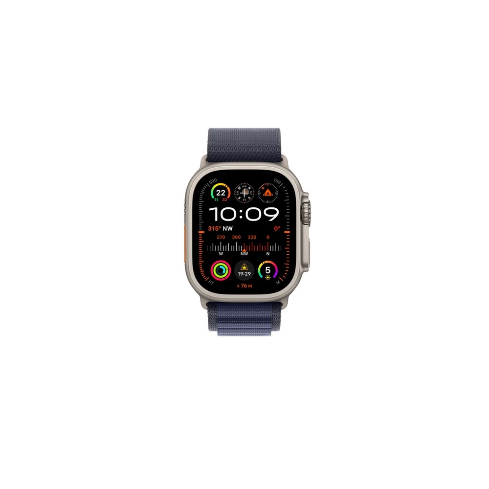 APPLE 49mm Navy Alpine Loop - Medium - Natural Titanium Finish