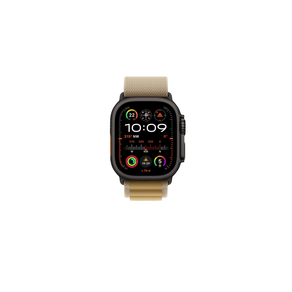 APPLE 49mm Tan Alpine Loop - Medium - Black Titanium Finish
