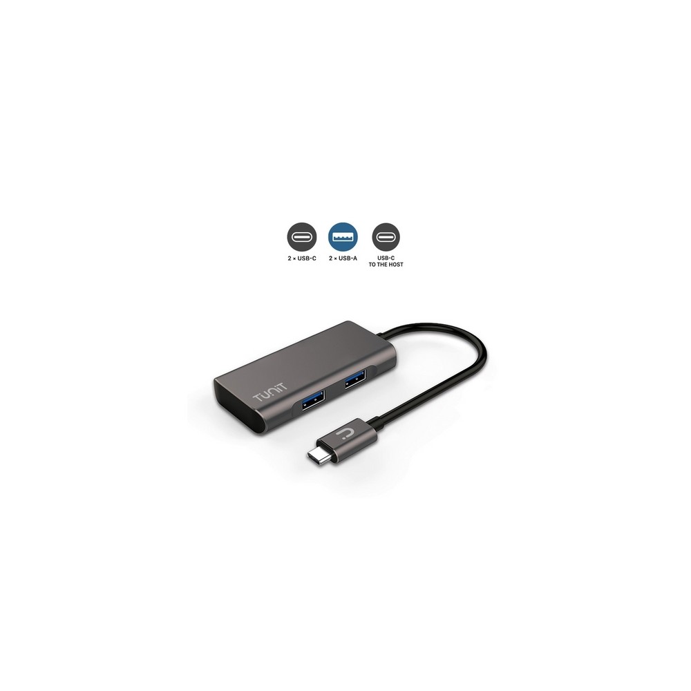 TUNIT Adattatore Hub Multiporta USB-C a 2x USB-C + 2x USB-A