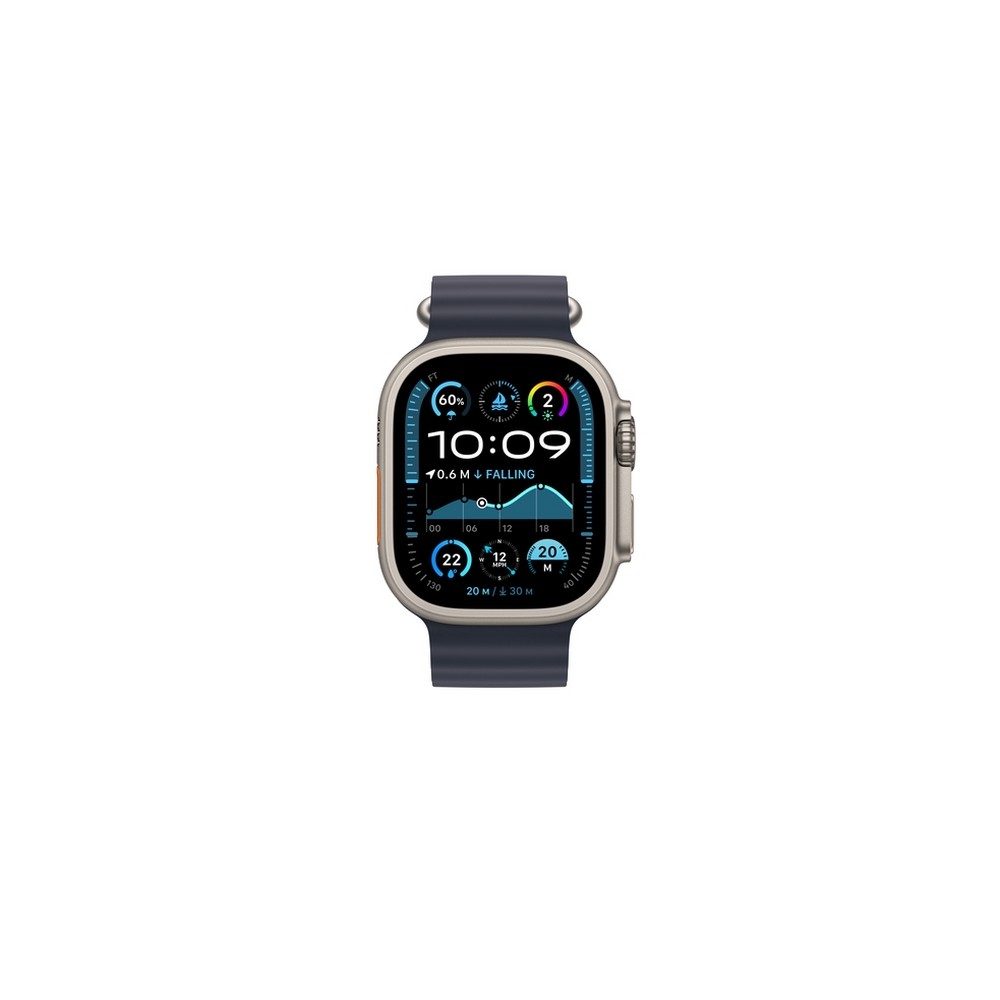 APPLE 49mm Navy Ocean Band - Natural Titanium Finish