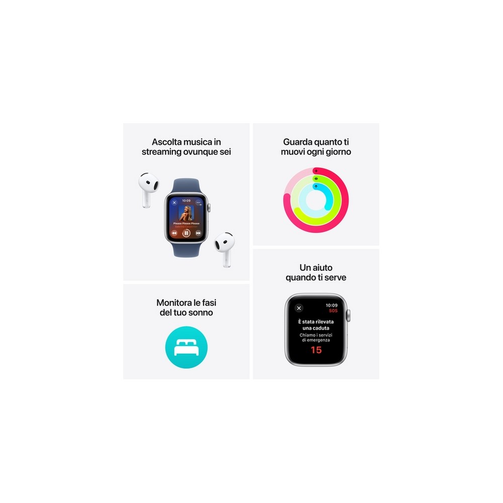 APPLE Apple Watch SE GPS + Cellular 44mm Silver Aluminium Case With Blue Cloud Sport Loop