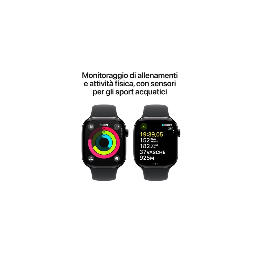 APPLE Apple Watch Series 10 GPS 46mm Jet Black Aluminium Case With Black Sport Band - M/L