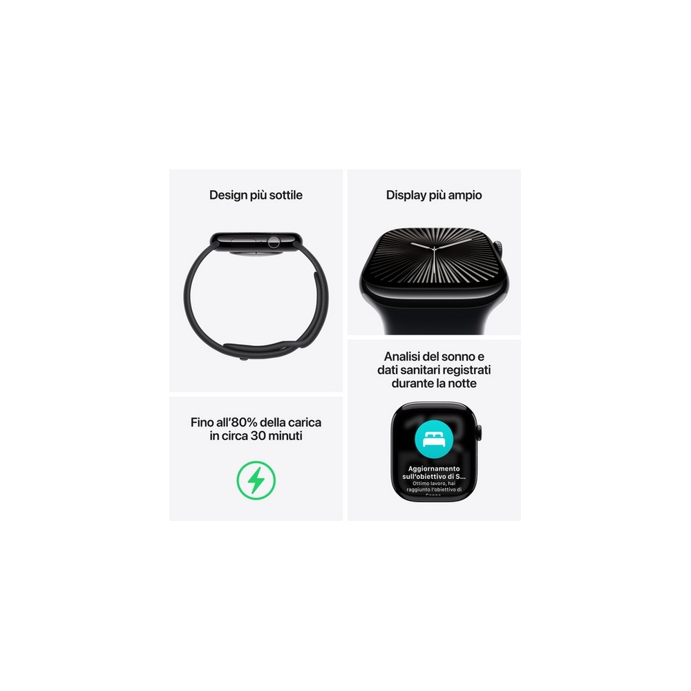 APPLE Apple Watch Series 10 GPS + Cellular 46mm Jet Black Aluminium Case With Black Sport Band - M/L