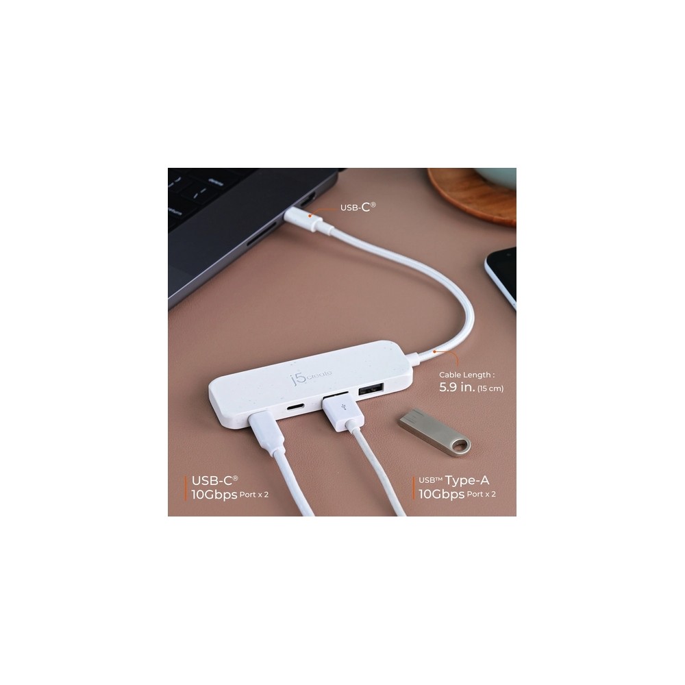 J5create Eco-Friendly USB-C To 4-Port Type-C & Type-A Gen 2 Hub