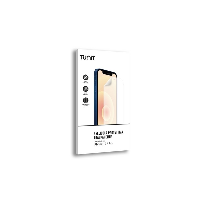 TUNIT Pellicola protettiva trasparente e anti-impronta per iPhone 12 Pro