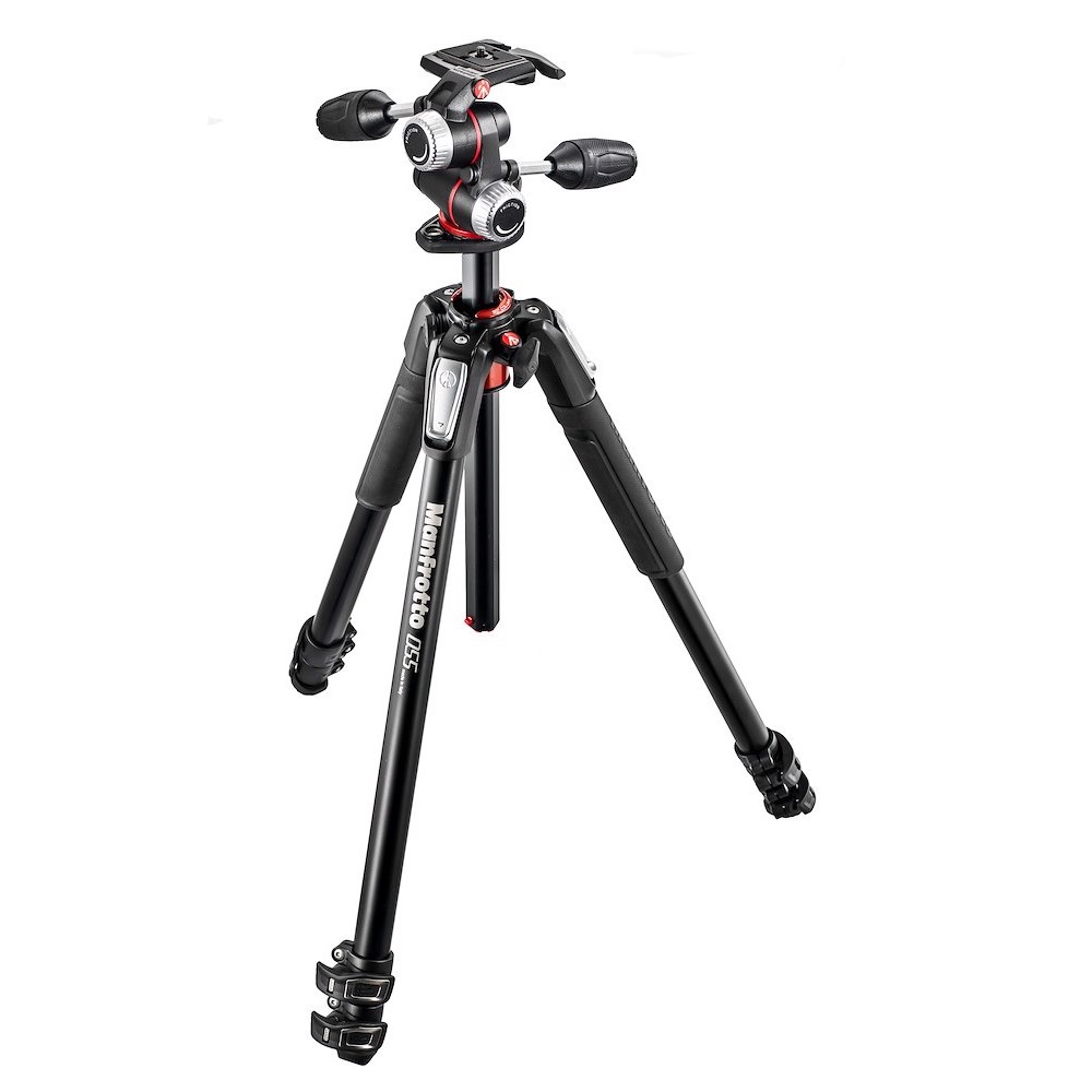 Manfrotto Kit 055 a 3 sezioni alluminio con testa a 3 vie