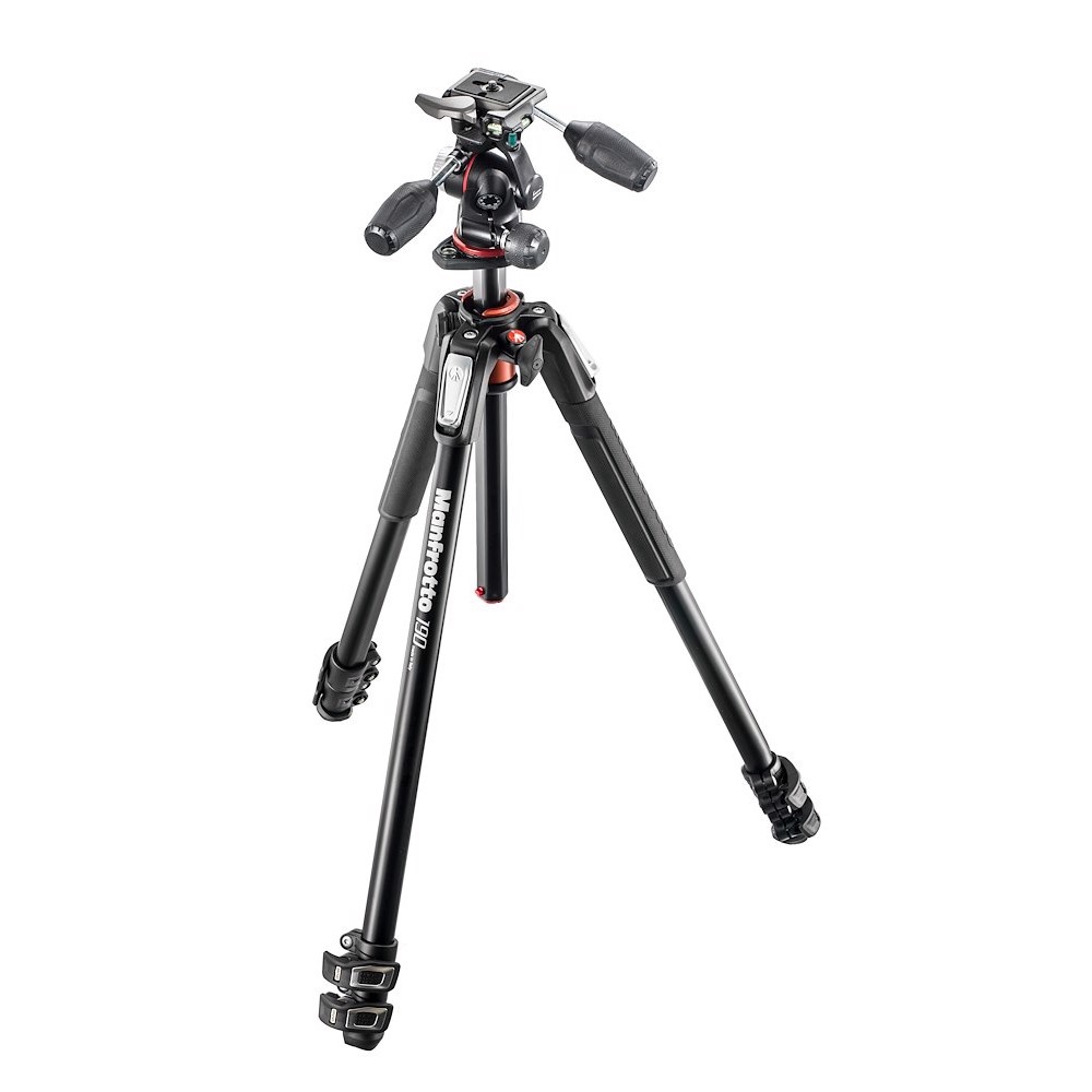 Manfrotto Kit serie 190 a 3 sezioni alluminio con testa a 3 vie