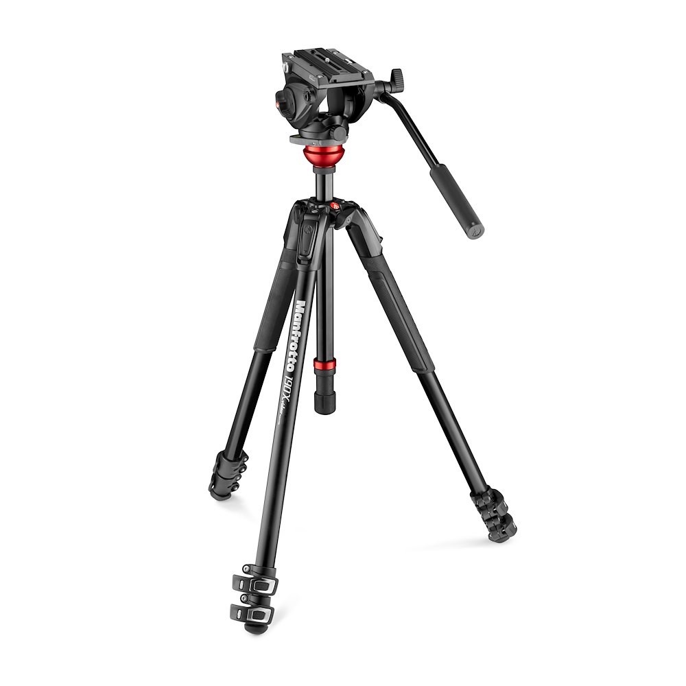 Manfrotto Testa video fluida a base piatta treppiede alluminio 190X