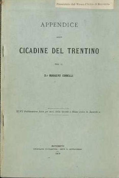 Lafeltrinelli Appendice alle cicadine del Trentino. Pubblicazioni del Museo civico di Rovereto