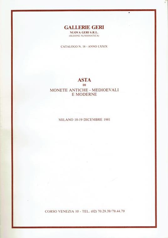 Lafeltrinelli Asta di monete antiche medioevali moderne estere medaglie pesi cartamoneta lotti