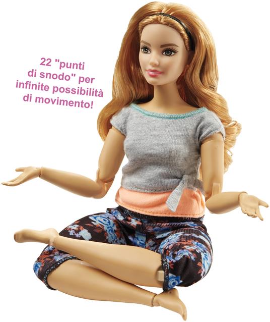 Lafeltrinelli Barbie Bambola Con 22 Punti Snodabili. Capelli Ondulati E Abiti Da Yoga