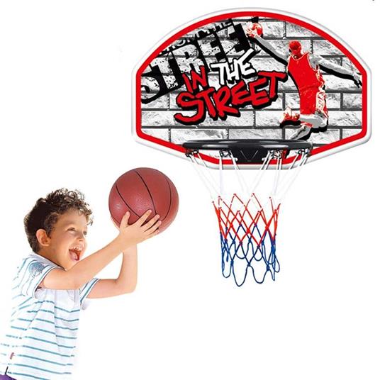 Lafeltrinelli Basket Canestro Per Bambini A Parete Per Esterno Con Palla E Gonfiatore 66X44Cm