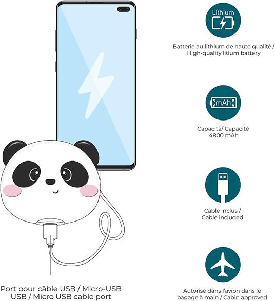 Lafeltrinelli Caricabatteria Portatile 4800 Mah - Power Bank - Panda