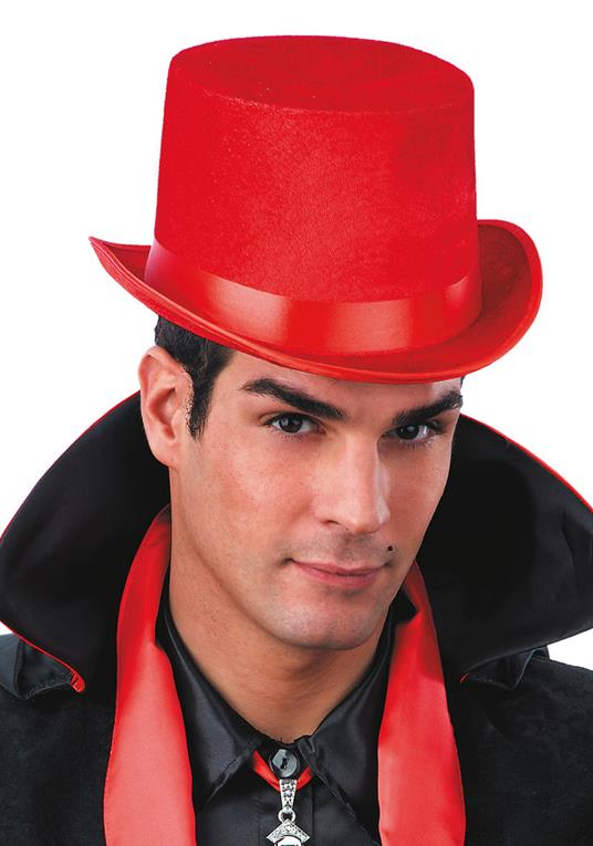 Lafeltrinelli Cilindro Rosso in Velluto e Feltro H.Cm.12 Ca. Tg. 58. Carnival Toys (5973)