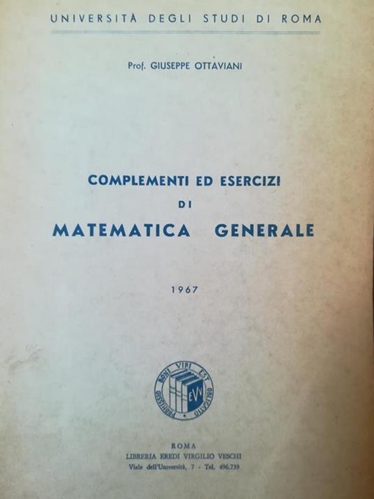Lafeltrinelli Complementi Ed Esercizi Di Matematica Generale