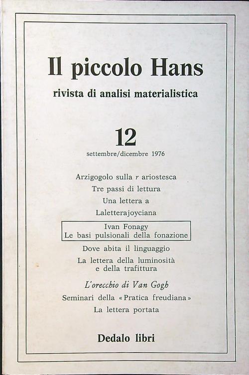 Lafeltrinelli Il Piccolo Hans N. 12/settembre-dicembre 1976