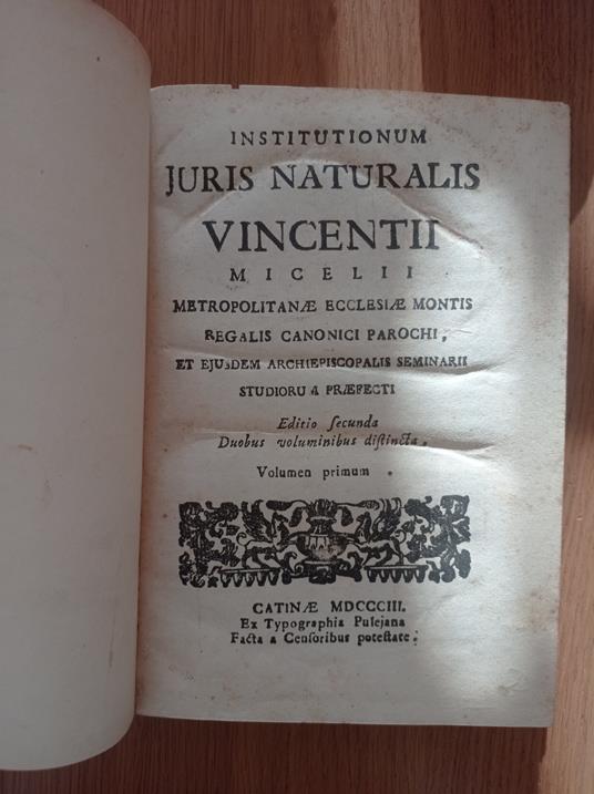 Lafeltrinelli Institutionum Juris Naturalis Vincentii Micelii Volumen Primum