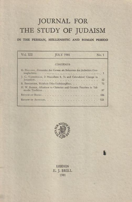 Lafeltrinelli Journal for the study of Judaism Vol. 12 n° 1