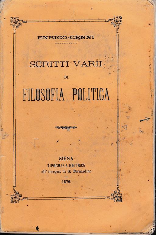 Lafeltrinelli Scritti varii di Filosofia Politica