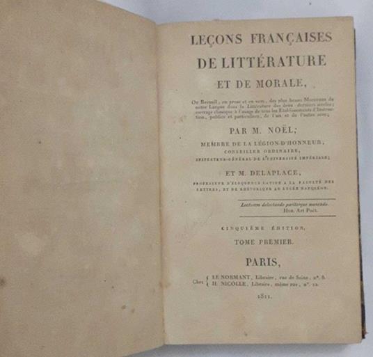 Lafeltrinelli Lecons francaises de litterature et de morale. Tome premier